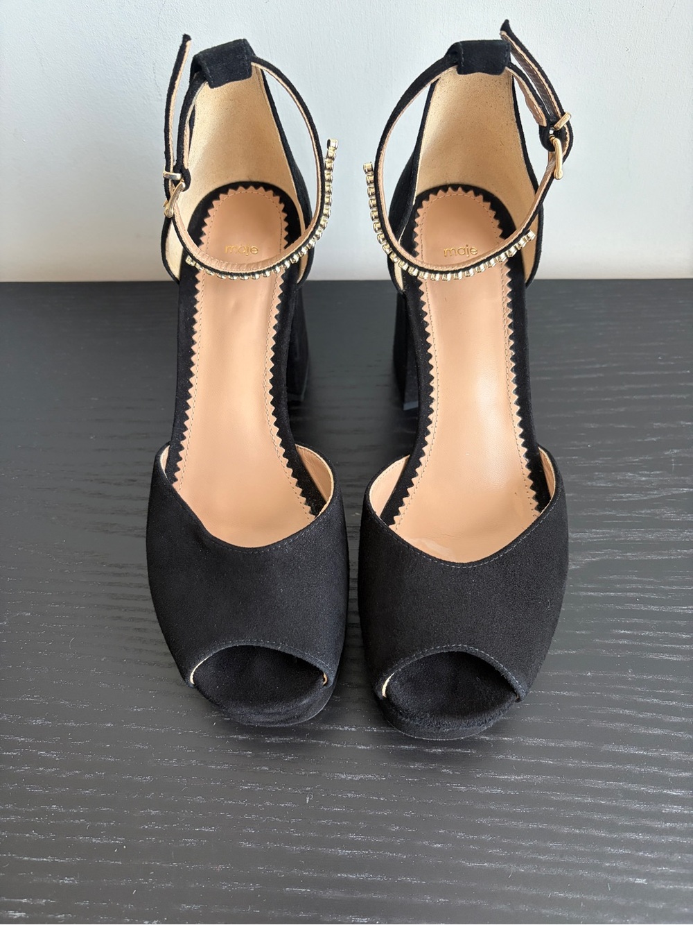 Maje Black Open-Toe High-Heeled Sandals